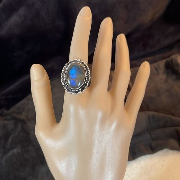 NWT GORGEOUS LABRADORITE 925 STERLING SILVER RING SZ 7 - Picture 8 of 11